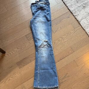 Women’s Blue Distressed Flared Jeans